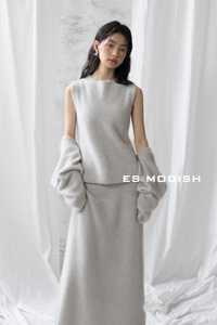 ES羊驼绒针织套装女冬季新款高级感羊毛背心披肩外套两件套潮2446