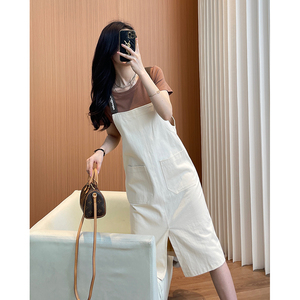 背带裙夏女2024新款小个子减龄显瘦开叉韩版设计感小众套装两件套