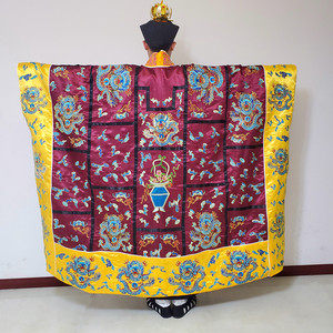 五龙班衣盘金线刺绣道教法衣道袍法袍道衣道士服装花衣紫红色戒衣