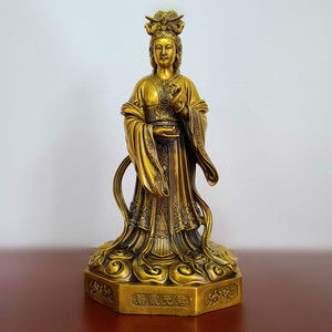碧霞元君铜像泰山奶奶黄铜精工泰山娘娘神像铜器工艺品摆件