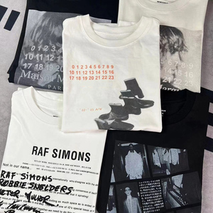 RAF SIMONS联名New vogue夏季美式字母印花短袖T恤男高街vibe宽松