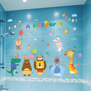 3d立体浴室贴画自粘卡通玻璃卫生间瓷砖墙面装饰画厕所墙贴纸防水