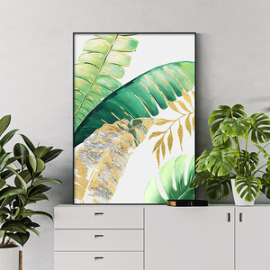 入户玄关装饰画北欧风现代清新绿植芭蕉叶家大业大背景墙组合挂画