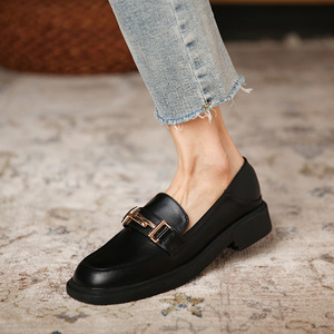 路贝佳安嘉莉刺玫瑰美加蜜小皮鞋女春季一脚蹬乐福鞋厚底粗跟单鞋