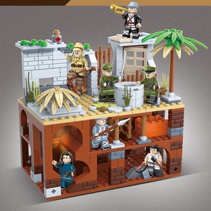 全冠积木100110新款地道战模型拼装玩具军事人仔儿童益智兼容乐高