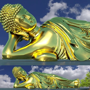 卧佛佛像全息沉浸式超宽屏投影剧本杀素材全息设计素材源文件6k