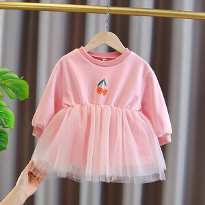 女童连衣裙2022新款秋款公主裙韩版春秋儿童裙子粉色纱裙洋气女宝