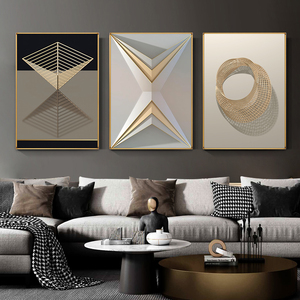 抽象简约客厅装饰画沙发背景墙晶瓷画后现代几何图形玄关餐厅挂画