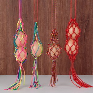 三月三装鸡蛋袋子立夏端午节五彩蛋挂脖网兜手工编织网套网袋成品