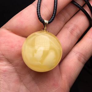 18k金镶嵌精美锁骨链白花蜜圆球有求必应单珠蜜蜡吊坠项链女款