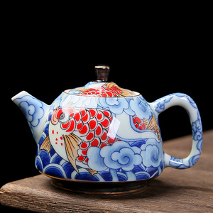 陶瓷茶壶泡茶家用单壶中式功夫茶具2024新款带过滤龙旦壶