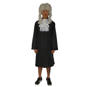 欧美律师欧洲中世纪大法官审判者黑色律师袍假发舞台演出服装出租