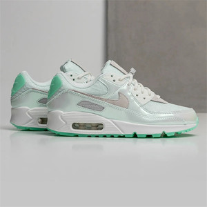 耐克nike air max 90 珠光白淡绿半透明气垫男女跑步鞋dh8074-100