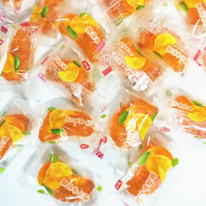 橙汁味软糖 橙子形状水果糖结婚婚庆喜糖果散装500g约27粒