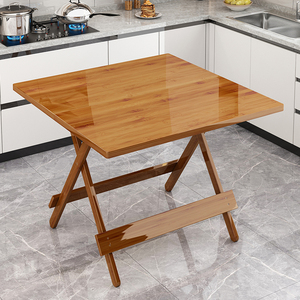 可折叠桌子餐桌家用吃饭小户型方形租房摆摊简约便携式户外竹饭桌