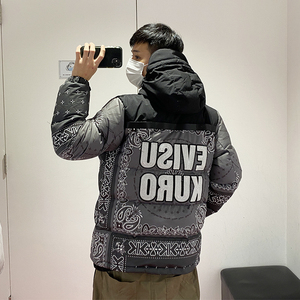 x海龟与红翼 evisu福神 20冬 潮流连帽宽松花纹字母刺绣羽绒服