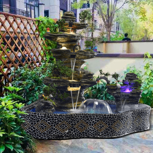 大型假山流水喷泉摆件家庭院子水池造景鱼池室内室外庭院花园景观
