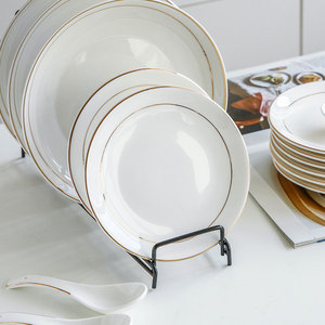 骨碟家用陶瓷吐骨碟日式6个装金边餐盘装骨头小碟子6寸餐桌垃圾盘