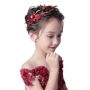 儿童公主礼服配饰皇冠花童婚礼头花发饰王冠花环女童生日演出头饰