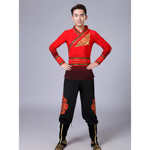 2024新款古典舞舞蹈演出服中国风民族舞龙舞狮打鼓秧歌服装男