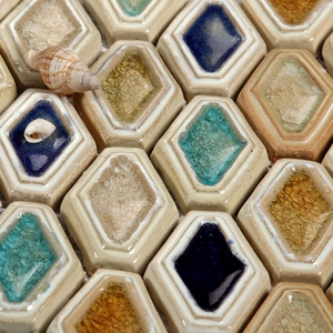 手工砖马赛克窑变菱形陶瓷凹面瓷砖客厅电视背景墙餐厅会所地中海