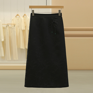 【昔】新中式国风花纹系带显瘦半身裙007品牌折扣店24夏A字型裙子