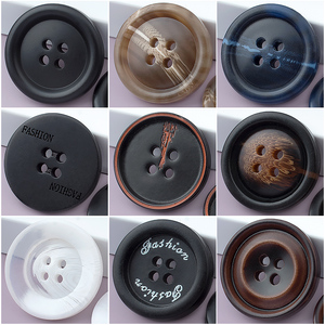 大衣纽扣高档毛呢外套羊绒风衣西装女百搭圆形装饰四眼树脂大扣.