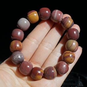 6#新疆天然戈壁泥石手链南湖彩泥手串意境泥石老型珠手钏红色