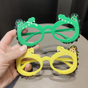 儿童眼镜框男女童无镜片眼镜可爱卡通鳄鱼造型宝宝玩具眼镜框架潮