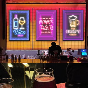 酒吧装饰画霓虹灯led发光画ktv灯箱夜店包厢音乐餐厅清吧墙面挂画