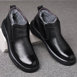 森达棉皮鞋男真皮冬季2021年新款加绒加厚休闲商务高帮保暖羊毛棉