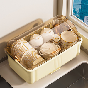 碗碟收纳架沥水碗架放碗筷收纳盒餐具厨房家用置物架装碗柜收纳箱