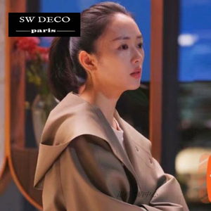 三十而已童瑶顾佳明星同款衣服韩版宽松咖色连帽风衣中长款外套女