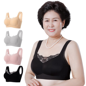 中老年文胸无钢圈背心式老人大码前扣胸罩防走光舒适妈妈内衣文胸