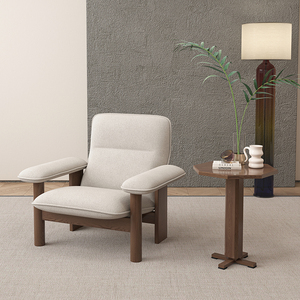Brasilia休闲椅北欧实木单人沙发椅客厅躺椅中古风设计师布艺沙发