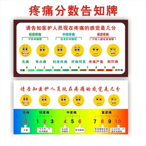 疼痛评分标准vas评分脸谱疼痛尺nrs数字分级新版疼痛评估标识贴牌