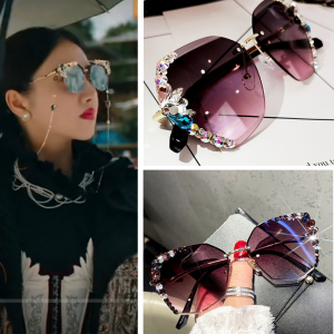 司藤景甜同款眼镜链墨镜太阳眼镜链条挂脖防滑链子撞色女