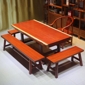 红花梨大板现货茶桌茶几实木整块原木办公会议书桌餐桌新中式茶台