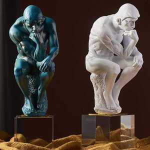 北欧现代思想者人物石膏像摆件家居书房办公室桌面水晶底座装饰o
