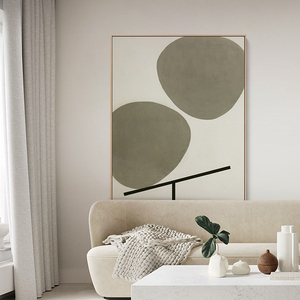 现代简约抽象几何绿色沙发背景墙装饰画日式原木风奶油系软装挂画