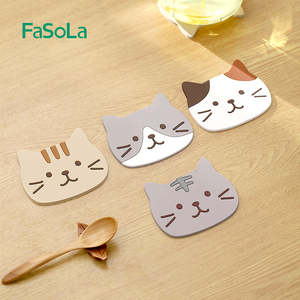 FaSoLa水杯防烫隔热垫圆形卡通猫咪家用小茶杯垫玻璃杯防滑垫