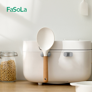 FaSoLa粘贴式饭勺收纳架厨房壁挂电饭煲硅胶挂钩米饭勺子放置架