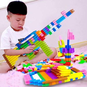 火箭子弹头塑料积木拼插拼装益智散装斤称管道幼儿园儿童桌面玩具
