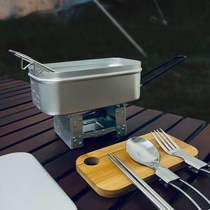 户外野餐饭盒铝饭盒蒸米饭盒锅具煮饭野营炉具铝合金旅行便携日式