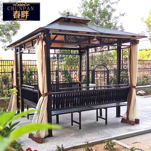 户外亭子铁艺休闲凉亭露台农家乐茶水亭庭院别墅花园休息遮阳棚