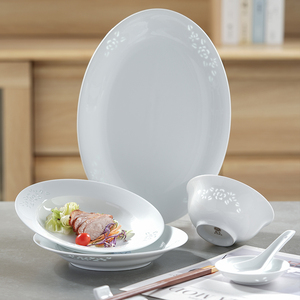 景德镇官方陶瓷饭碗碟子中式高温白瓷餐具套装家用大容量面碗清新