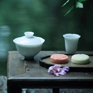 景德镇官方陶瓷影青雕刻二才盖碗茶杯家用中式功夫茶具套装礼盒
