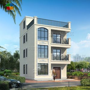 新农村自建房设计图三层简约小户型带阳台房子乡村小洋房别墅图纸