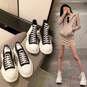 代购麦昆老爹鞋女2021夏季新款松糕厚底休闲小白鞋高帮低帮帆布鞋