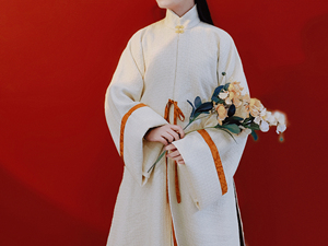 司狐苑 寒栀 羊毛立领长衫对襟直领长袖宋飞机袖明制日常汉服